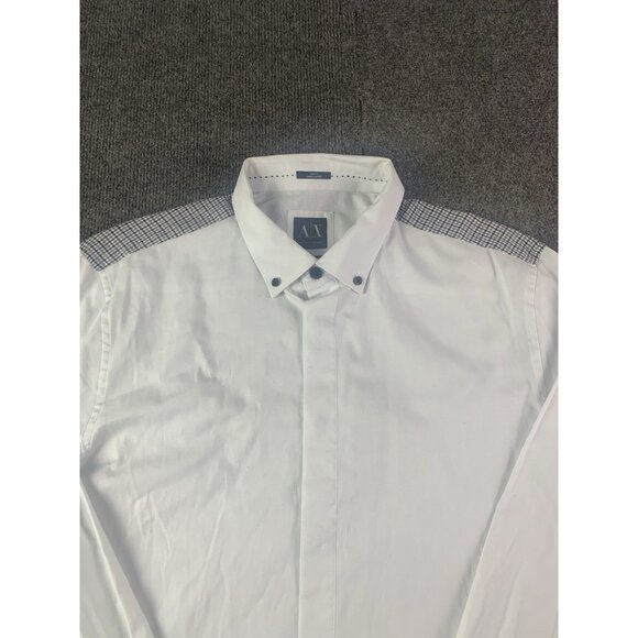 A/X Armani Exchange Slim Mens Cotton Contrast Trim L/S Button Down Shirt Size L - Picture 5 of 12